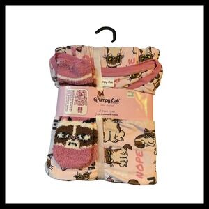 Grumpy Cat 3 Piece Pajama PJ Set Sleepwear Pink 2X 18W 20W Lounge Loungewear